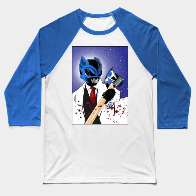 American Psycho Ranger Blue Baseball T-Shirt by mavgagliano